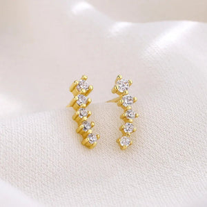 White Star Flower Climbing Earrings for Women Sliver Jewelry Gifts - Gemstone Gold