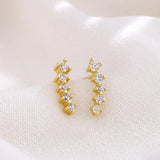 White Star Flower Climbing Earrings for Women Sliver Jewelry Gifts - Gemstone Gold