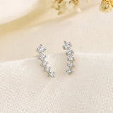 White Star Flower Climbing Earrings for Women Sliver Jewelry Gifts - Gemstone Gold