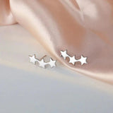 White Star Flower Climbing Earrings for Women Sliver Jewelry Gifts - Gemstone Gold