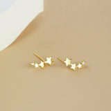 White Star Flower Climbing Earrings for Women Sliver Jewelry Gifts - Gemstone Gold
