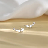 White Star Flower Climbing Earrings for Women Sliver Jewelry Gifts - Gemstone Gold