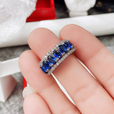 Women Blue Sapphire Ring Statement Wedding Jewelry - Genuine - Gemstone