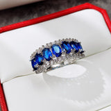 Women Blue Sapphire Ring Statement Wedding Jewelry - Genuine - Gemstone