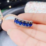 Women Blue Sapphire Ring Statement Wedding Jewelry - Genuine - Gemstone