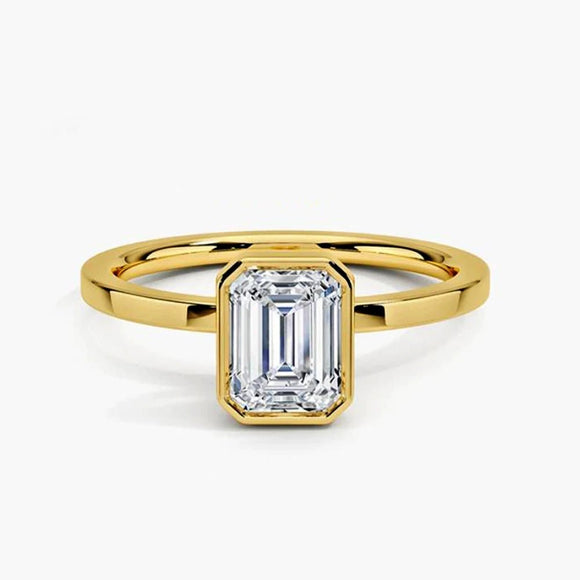 Women Golden Moissanite Ring Couple Love Engagement Jewelry Wedding - Gemstone Gold