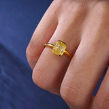 Women Golden Moissanite Ring Couple Love Engagement Jewelry Wedding - Gemstone Gold