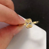 Women Golden Moissanite Ring Couple Love Engagement Jewelry Wedding - Gemstone Gold