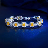 Yellow Citerin Bridal Bracelet Wedding Square Tennis for Women Party Jewelry - Gemstone Gold