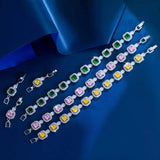 Yellow Citerin Bridal Bracelet Wedding Square Tennis for Women Party Jewelry - Gemstone Gold