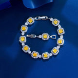 Yellow Citerin Bridal Bracelet Wedding Square Tennis for Women Party Jewelry - Gemstone Gold
