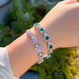 Yellow Citerin Bridal Bracelet Wedding Square Tennis for Women Party Jewelry - Gemstone Gold