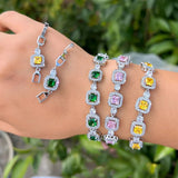 Yellow Citerin Bridal Bracelet Wedding Square Tennis for Women Party Jewelry - Gemstone Gold