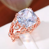 Zircon Rose Gold Ring for Women Wedding Party Jewelry - Genuine - Gemstone