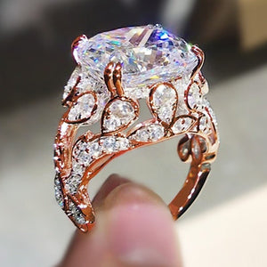 Zircon Rose Gold Ring for Women Wedding Party Jewelry - Genuine - Gemstone