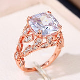 Zircon Rose Gold Ring for Women Wedding Party Jewelry - Genuine - Gemstone