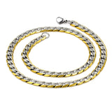 Cuban Link Chain Necklace for Women Gold Mixed Silver Jewelry