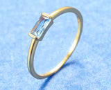 Small Aquamarine Gemstone Ring 925 Silver 14K Yellow Gold Womens Wedding Jewelry