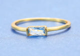 Small Aquamarine Gemstone Ring 925 Silver 14K Yellow Gold Womens Wedding Jewelry