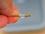 Small Aquamarine Gemstone Ring 925 Silver 14K Yellow Gold Womens Wedding Jewelry