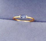 Small Aquamarine Gemstone Ring 925 Silver 14K Yellow Gold Womens Wedding Jewelry