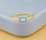 Small Aquamarine Gemstone Ring 925 Silver 14K Yellow Gold Womens Wedding Jewelry