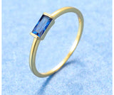 Small Aquamarine Gemstone Ring 925 Silver 14K Yellow Gold Womens Wedding Jewelry