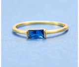 Small Aquamarine Gemstone Ring 925 Silver 14K Yellow Gold Womens Wedding Jewelry