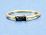 Small Aquamarine Gemstone Ring 925 Silver 14K Yellow Gold Womens Wedding Jewelry