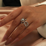 Luxury 18K Cross Ring Women Wedding Engagement Jewelry