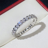 Shiny Thin Engagement Band Ring Silver Zircon for Women Jeweller