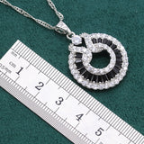 Luxurious Black Crystal Jewelry Set For Women Silver Birthday Jewelry