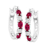 Oval Red Ruby Gemstones Earrings for Women Silver Jewelry