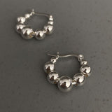 SILVER BEADS STRING HOOP EARRINGS FOR WOMEN BIRTHDAY PARTY JEWELRY