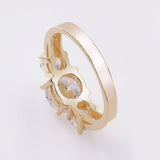 Clear Sapphire Ring 18K Gold For Women Anniverssary Party jewelry