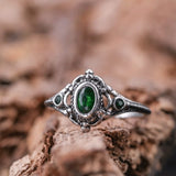 Classic Emerald Green Gemstone Ring Women Wedding Anniversary Jewelry