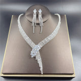 Silver Sapphire Bridal Jewelry Set Women Wedding Jewelry