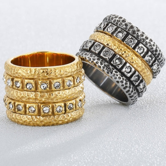 Roman Double Row Ring Zircon Classic Women Jewelry