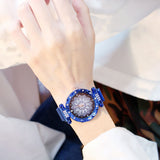 Luxury Women Rhinestone Flower Watch Bracelet Set Party Jewelry