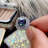 Luxury Blue Amethyst Ring Women Marriage Party Wedding Bridal Jewelry