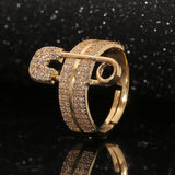 Luxurious Gold Pin Clip Ring Geometry For Women Punk Party Jewelry Gifts