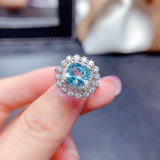 Luxury Blue Amethyst Ring Women Marriage Party Wedding Bridal Jewelry