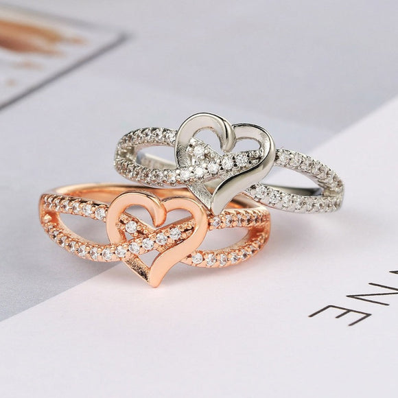 Inlaid Zircon Heart Ring For Women Wedding Anniverssary Jewelry