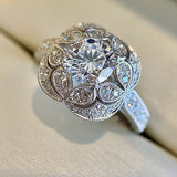 Unique Flower Wedding Ring Women Ceremony Party Jewelry