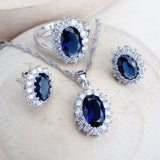 Blue Women Bridal Jewelry Sets Silver Wedding Jewelry