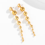 Gold Beads Ball Dangle Earrings for Women Anniverssary Jewelry