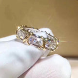 4mm Cross Diamond 10K Gold Ring Engagement band for Women Jewelry