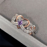 Heart Rose Flower Ring Women Wedding Engagement Jewelry