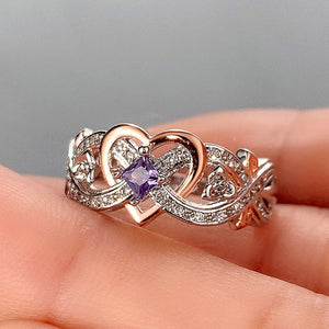 Heart Rose Flower Ring Women Wedding Engagement Jewelry