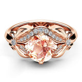 Luxury Champagne Flower Ring for Women Rose Gold Engagement Jewelry